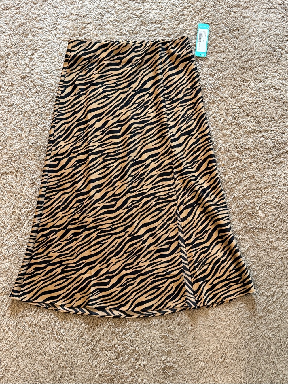 NWT Skies Are Blue Black & Tan Zebra Midi Skirt